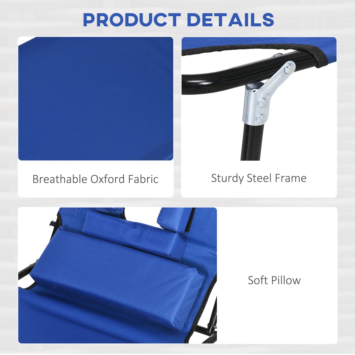 Folding Sun Loungers Set of 2 with Face Hole