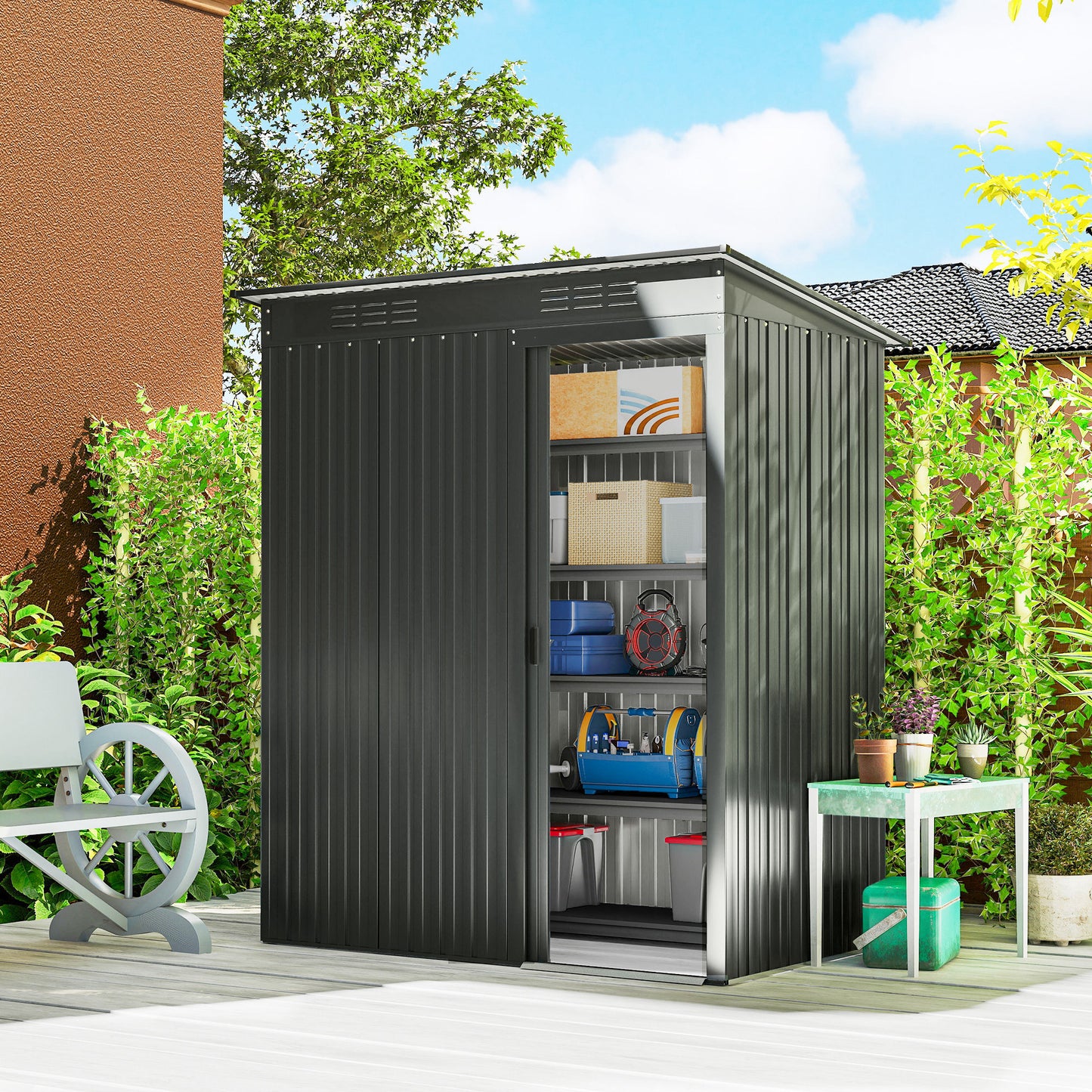 5 x 3.5ft Metal Garden Storage Shed with Effortless Assembly