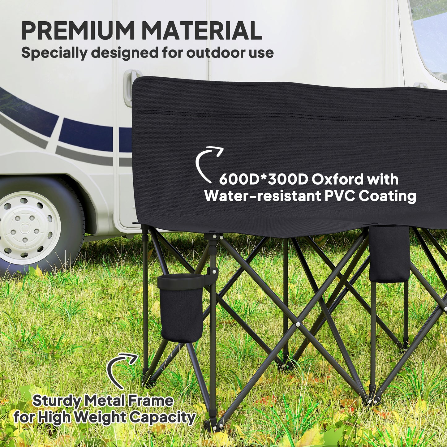 6 Seater Folding Camping Chair with Cup Holder & Carry Bag