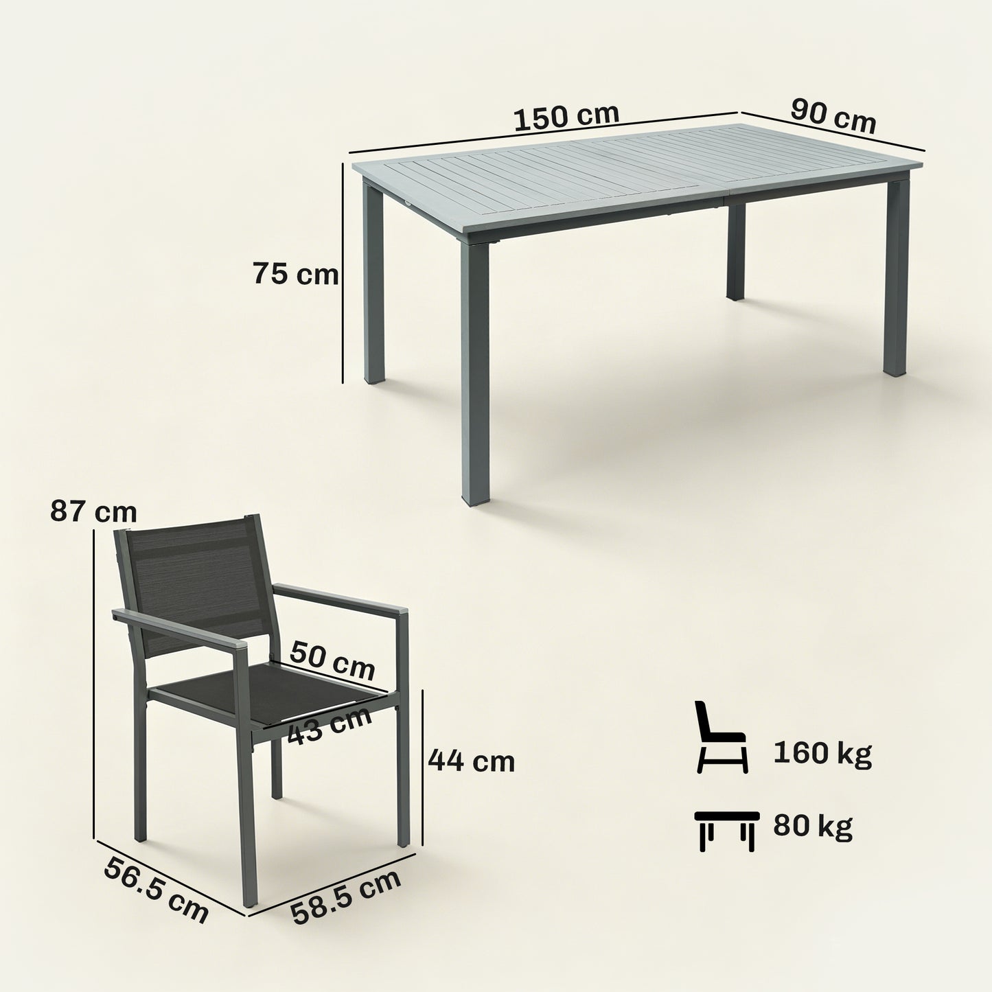 Garden Dining Set with Acacia Wood Table Top