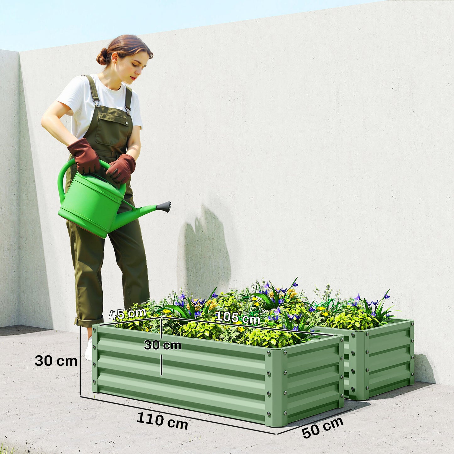 Set of Two 110 x 50cm Steel Planter Boxes