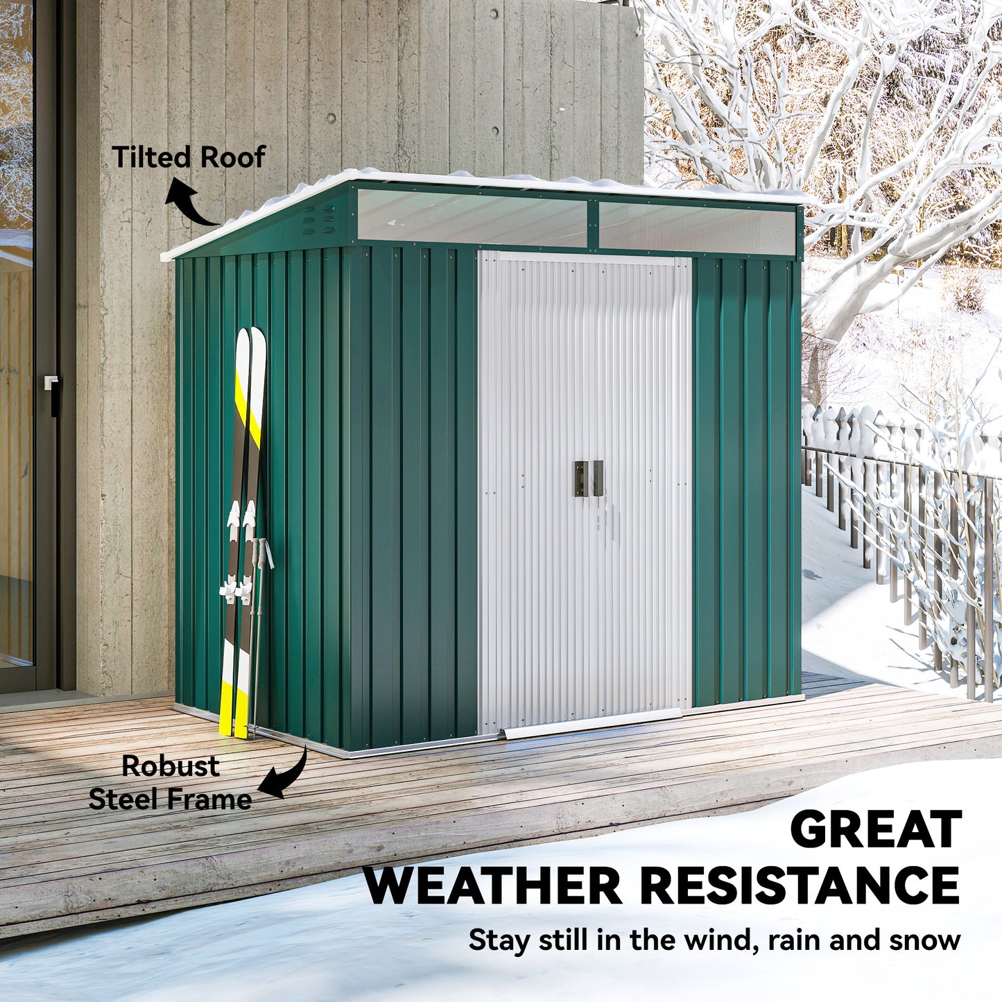 6.5 x 4FT Galvanised Metal Shed with Foundation Kit