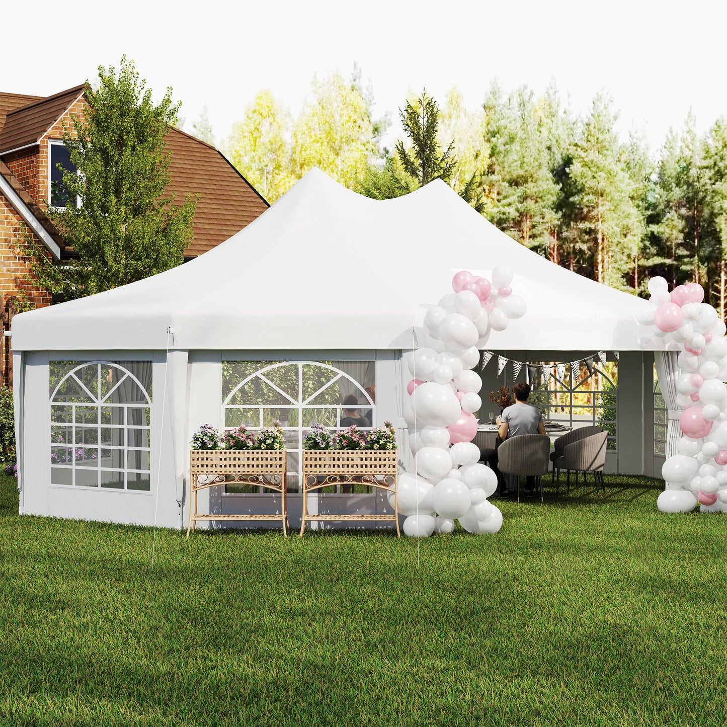 10 Sides Decagonal Garden Gazebo Marquee Party Tent Wedding Canopy