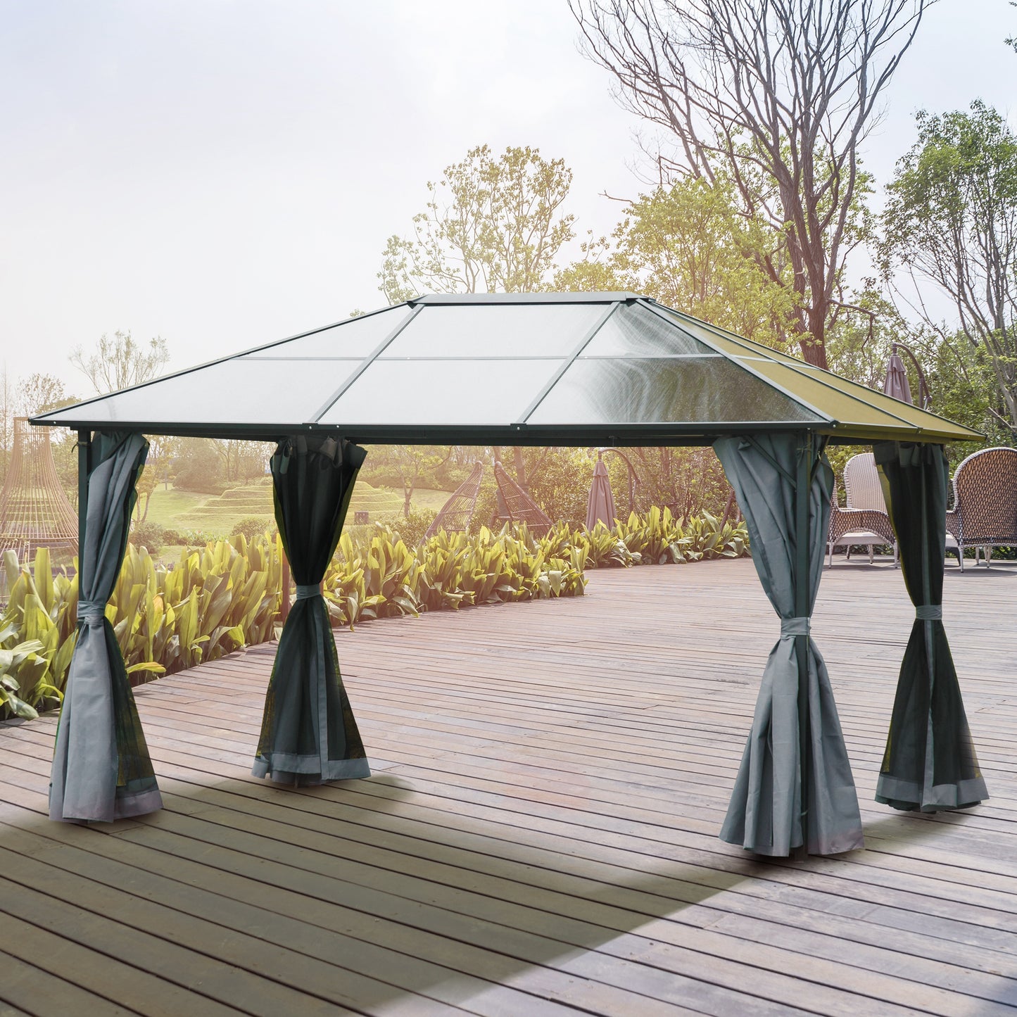 3 x 4m Hardtop Gazebo Canopy with Polycarbonate Roof