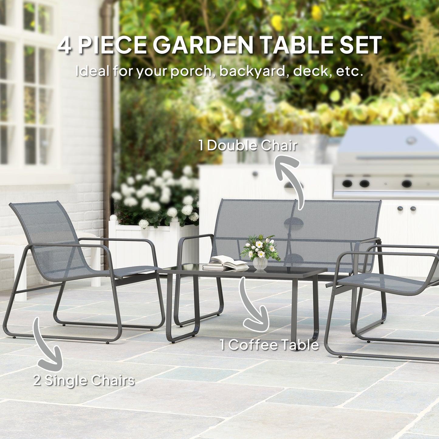 Four-Piece Minimalistic Garden Sofa Set