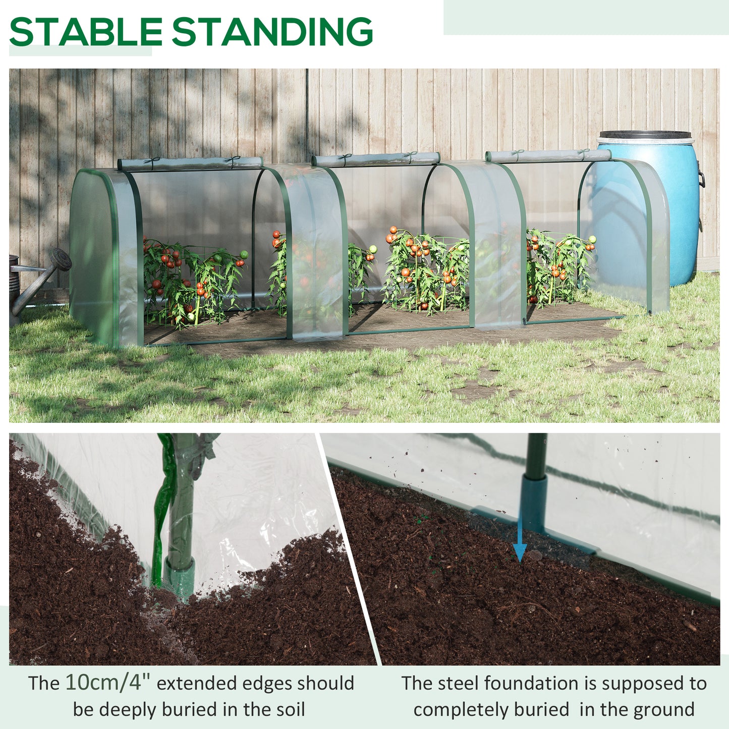 PVC Tunnel Greenhouse Green Grow House Steel Frame