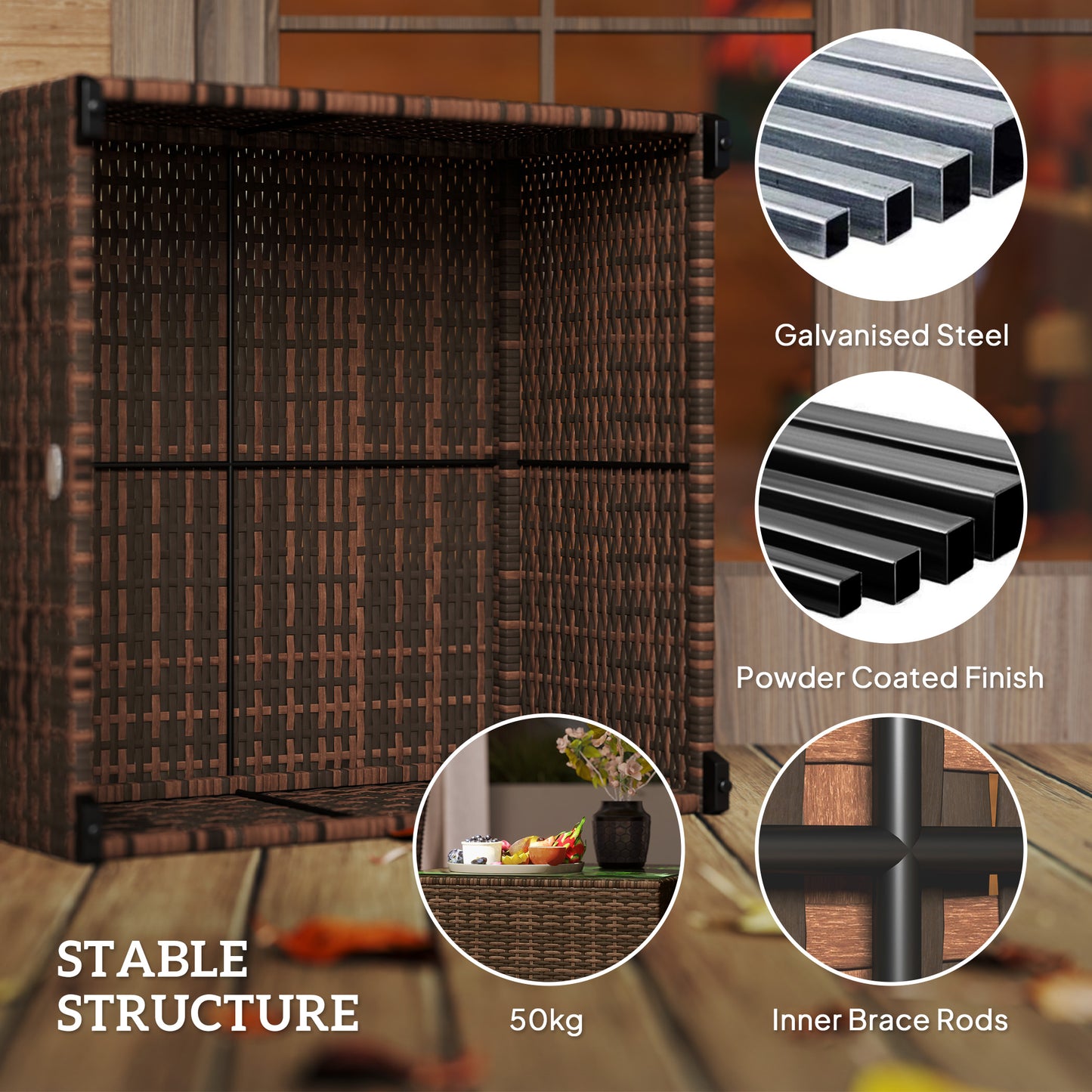 62 x 62cm Glass-Top Rattan Side Table