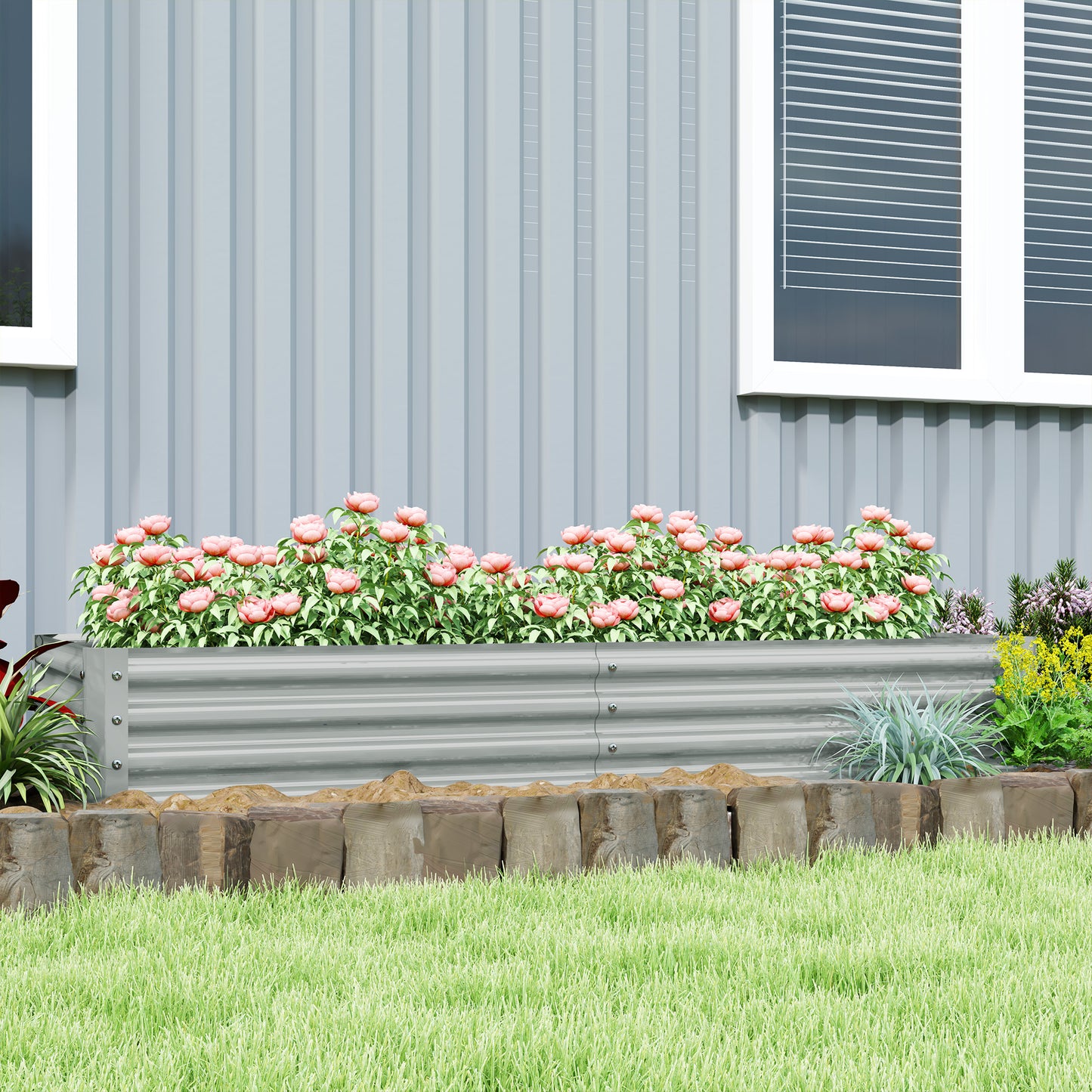 180 x 90cm Galvanised Steel Open Planter