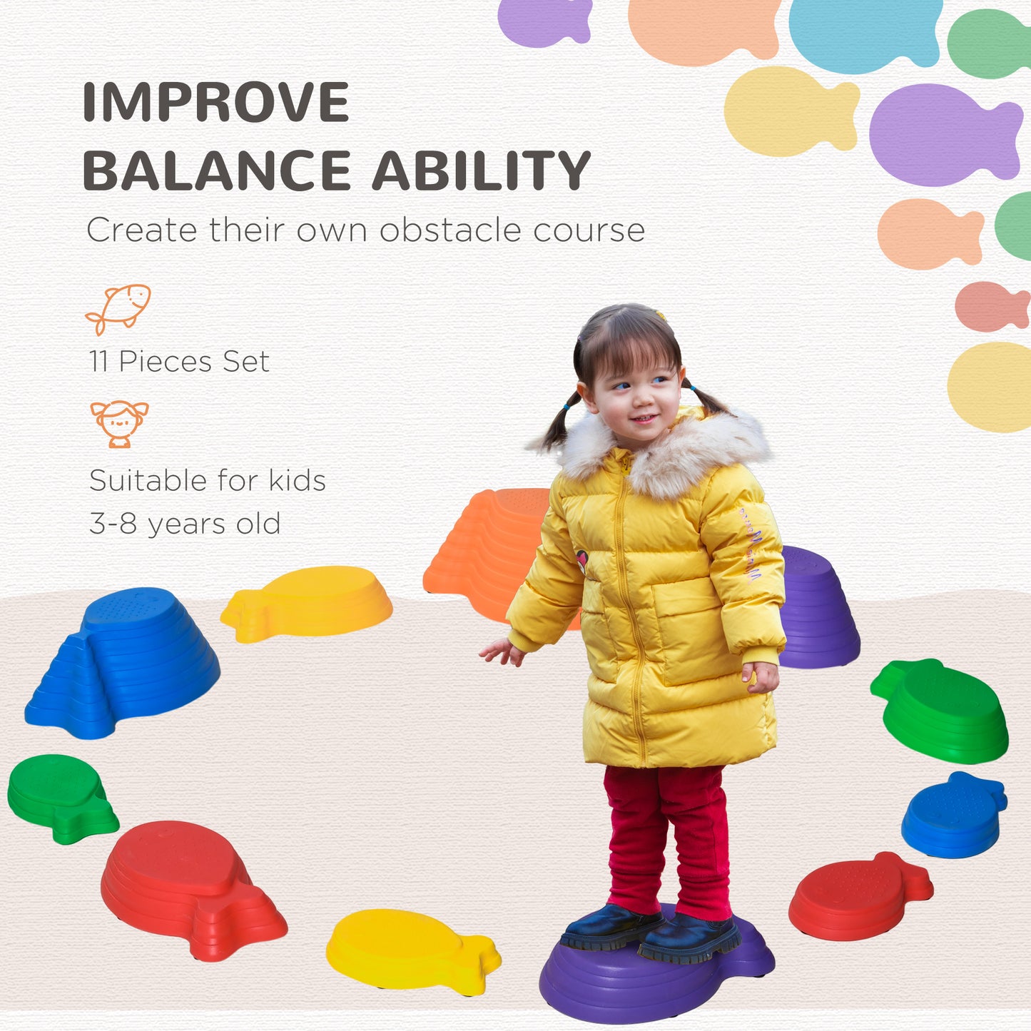 11 Piece Kids Balance Stepping Stones