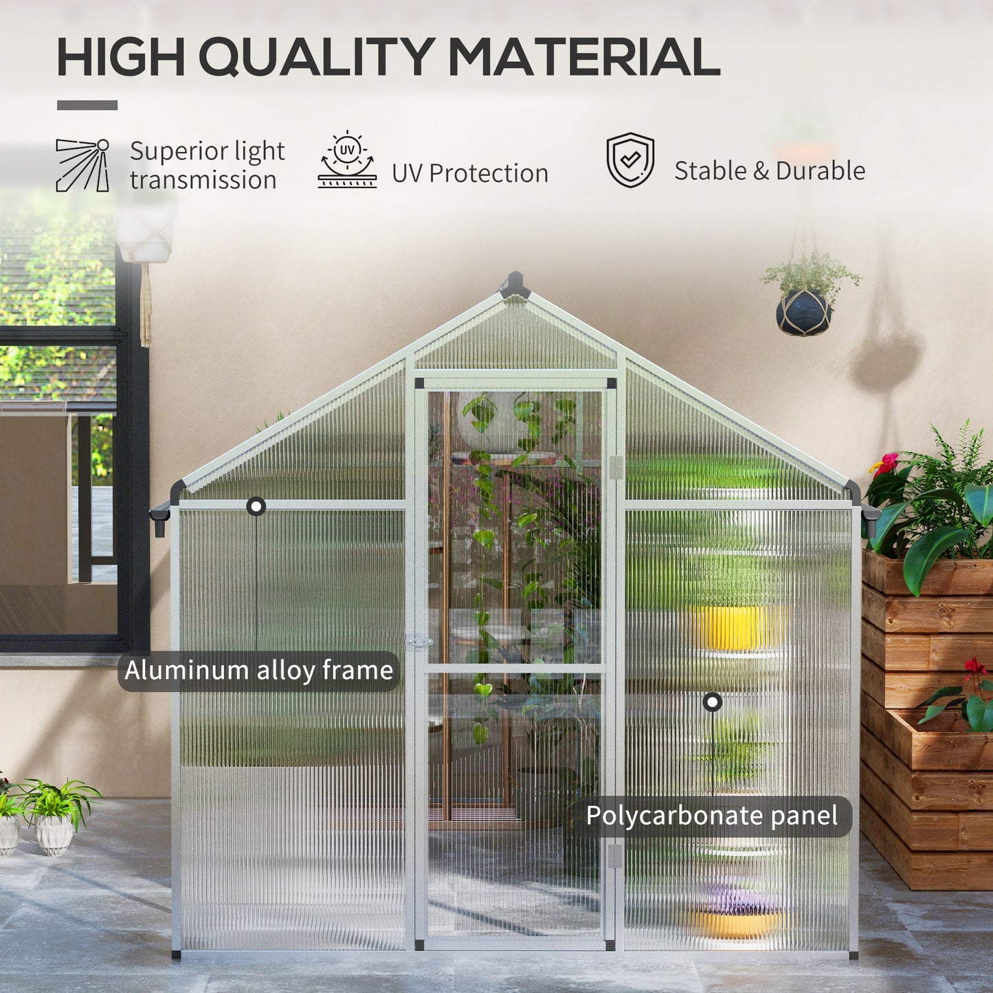10 x 6ft Aluminium Frame Walk-In Greenhouse