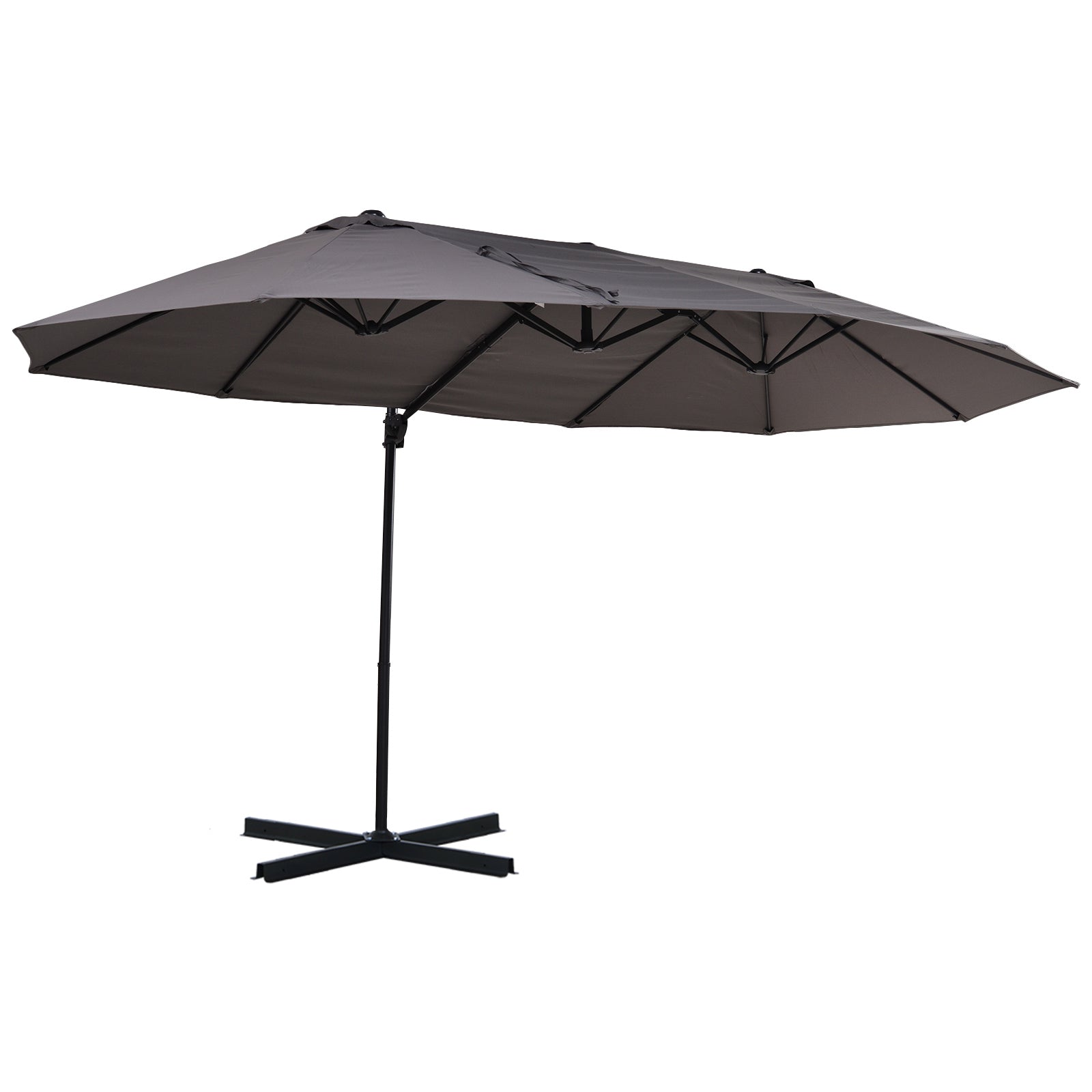 Double Canopy Offset Parasol Umbrella Garden Shade w/ Steel Pole 12