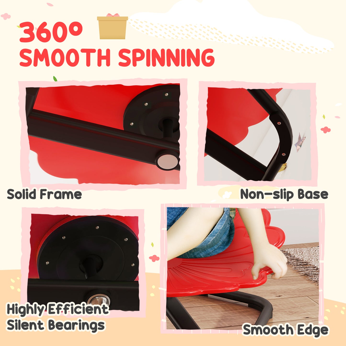 Flower-Shaped Sensory Spinning Chair with Non-Slip Base