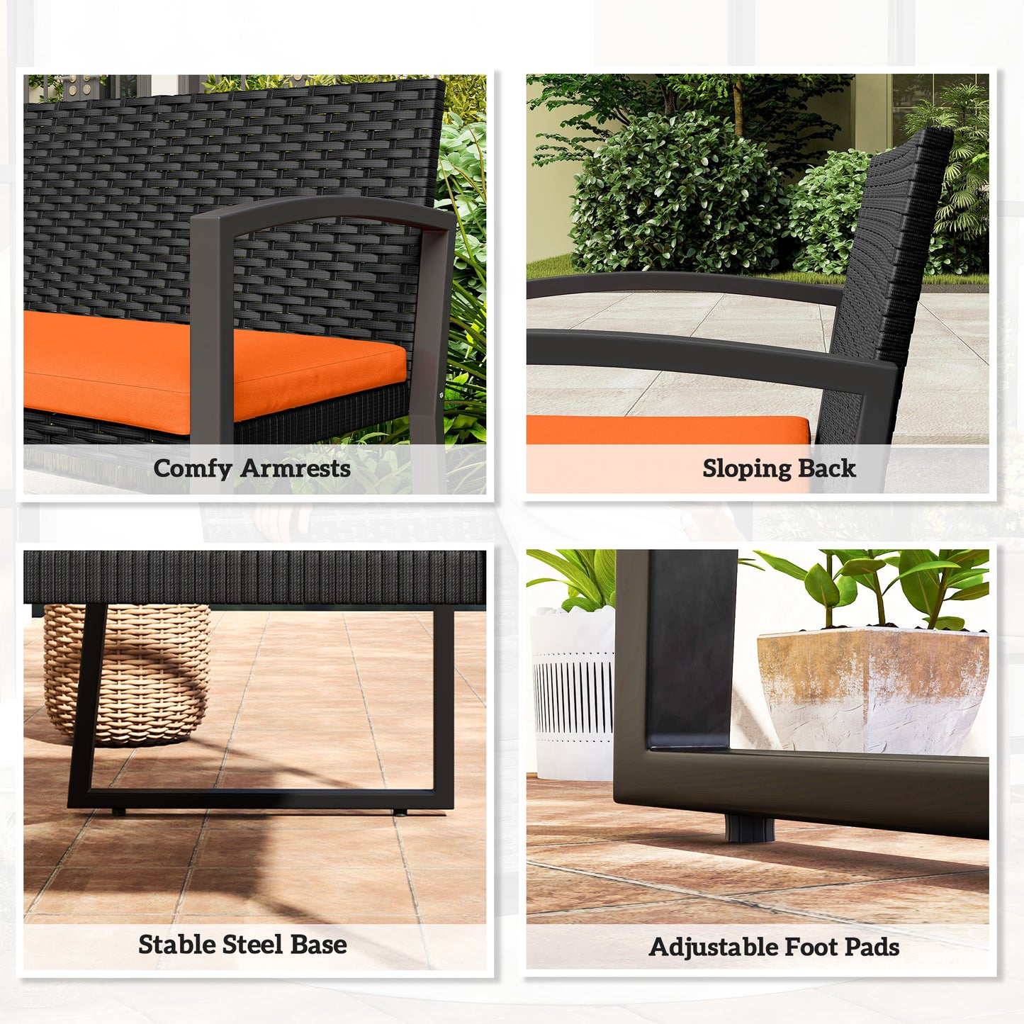 Two-Seater Rattan Garden Bench