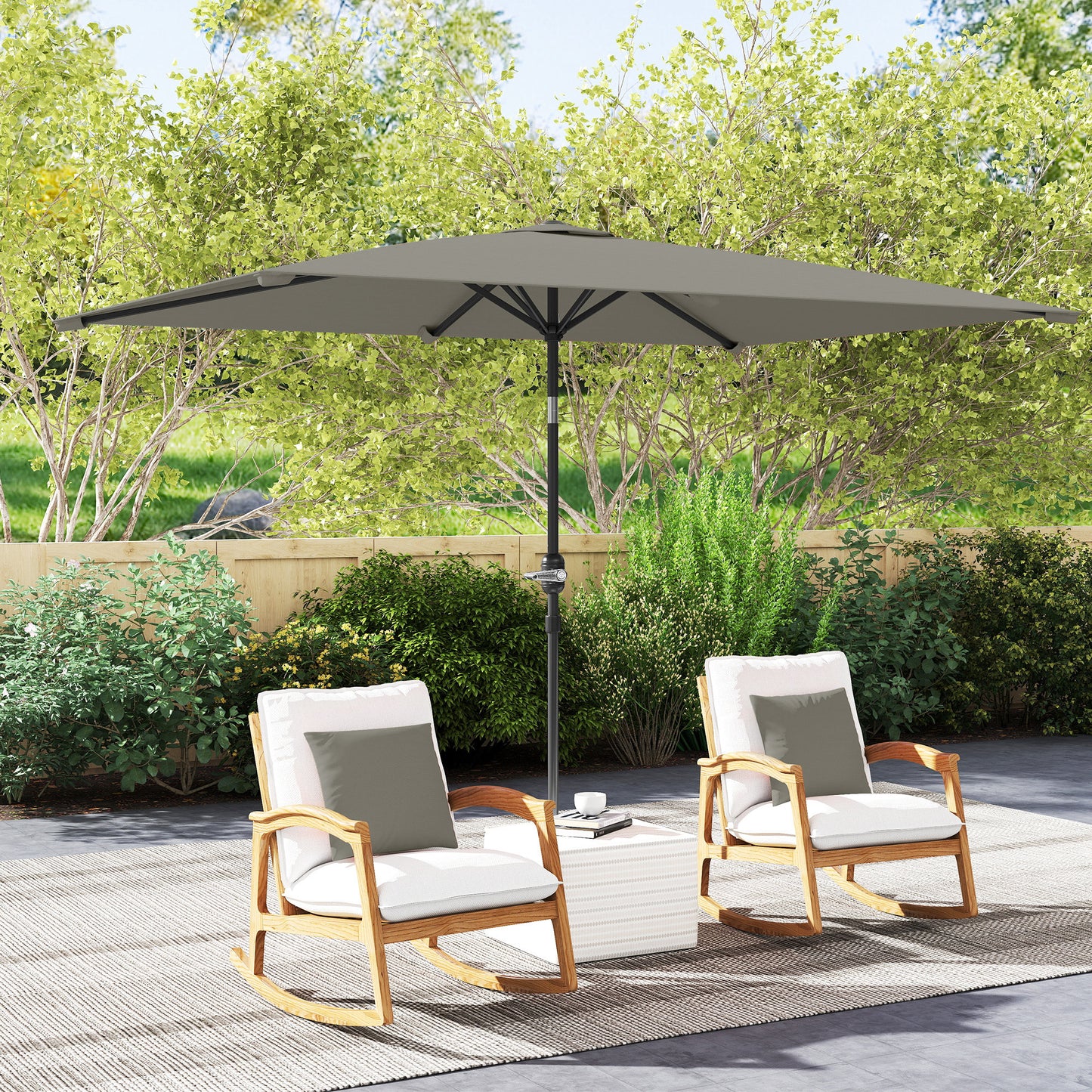 3x2m Garden Parasol Umbrella with Aluminium Pole, Tilt and Crank