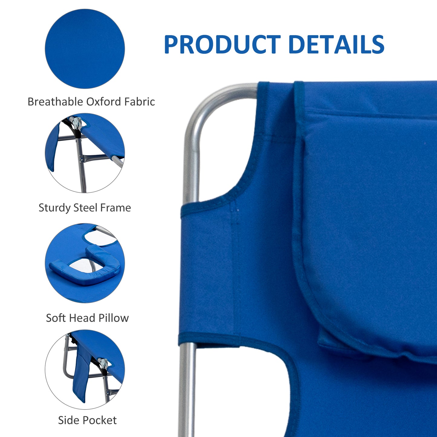 2 Pieces Foldable Sun Lounger with Reading Hole