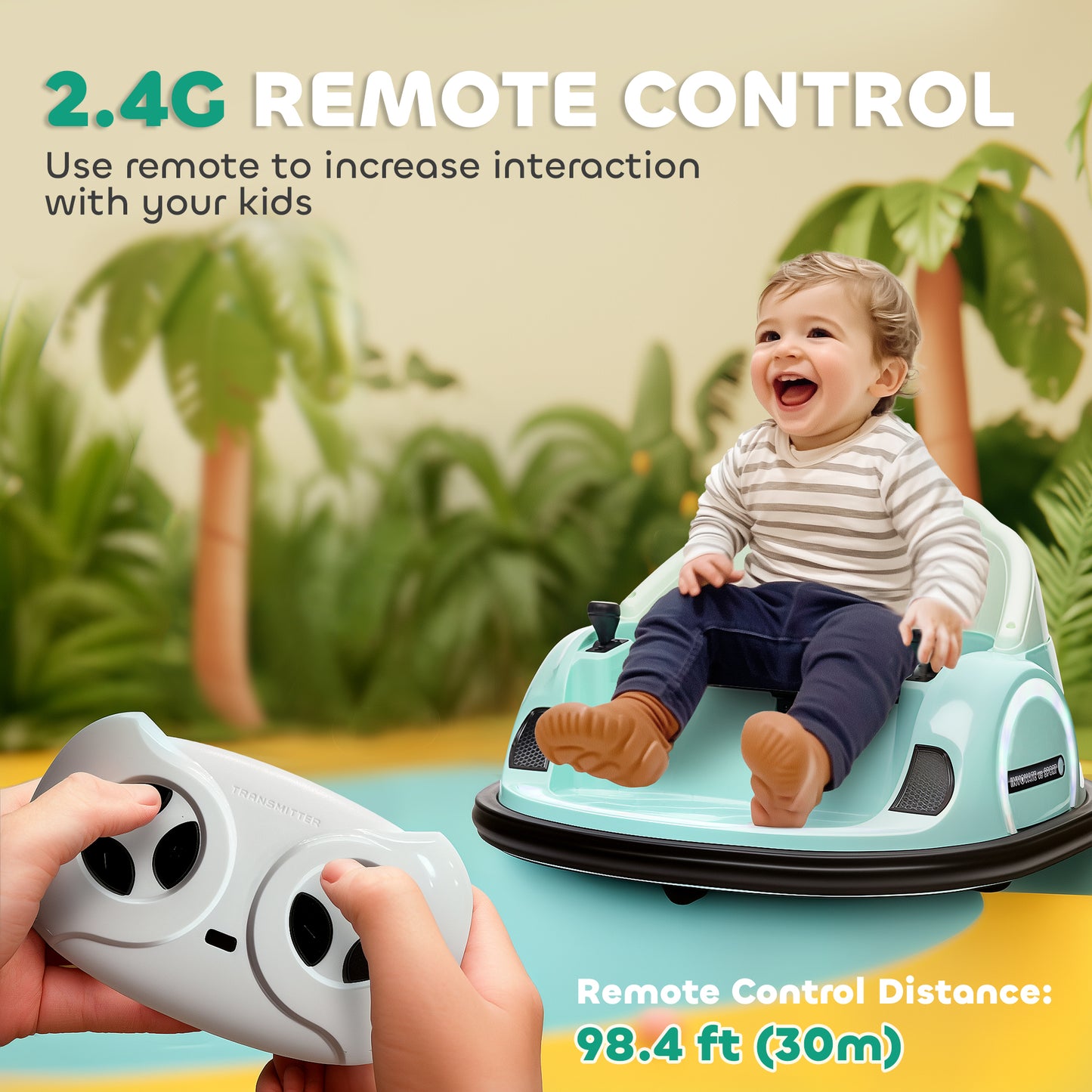 360° Rotation Kids Bumper Car, 12V Waltz Car with Remote Control