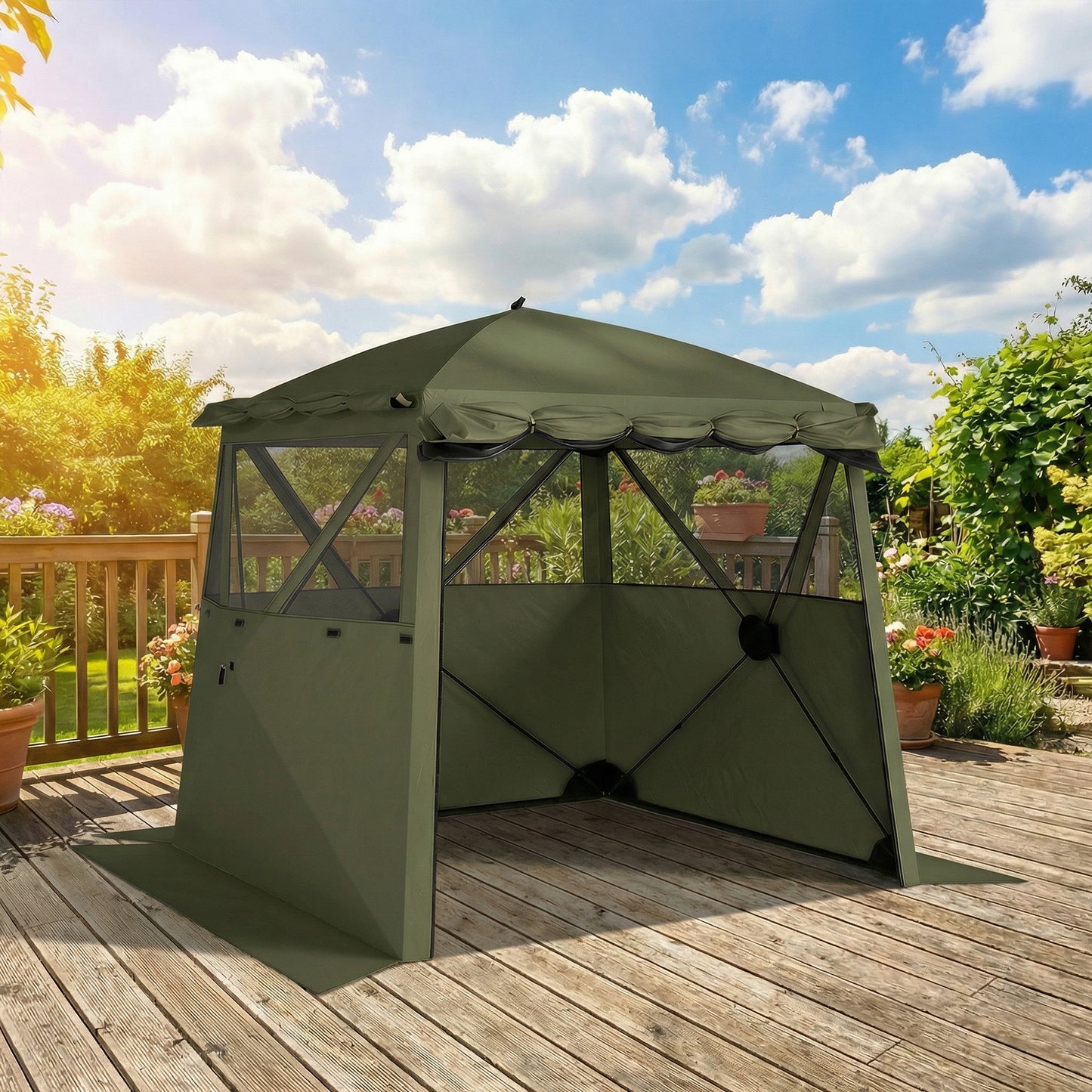 Pop Up Gazebo Waterproof Instant Shelter with Awning Mesh Windows