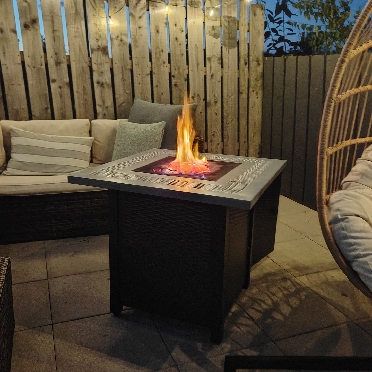 71 x 71cm 40000 BTU Gas Firepit Table - Black/Grey