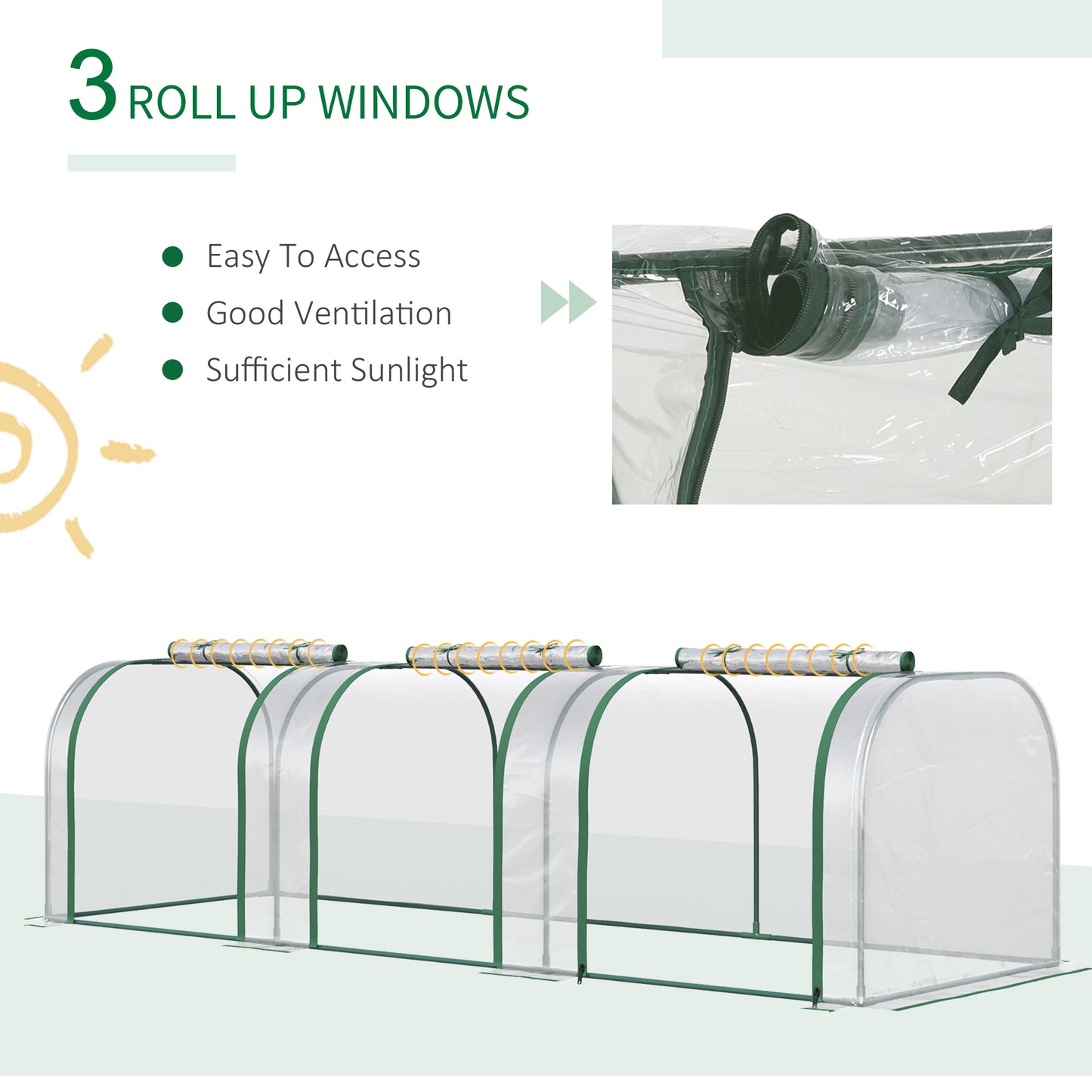 PVC Tunnel Greenhouse Green Grow House Steel Frame