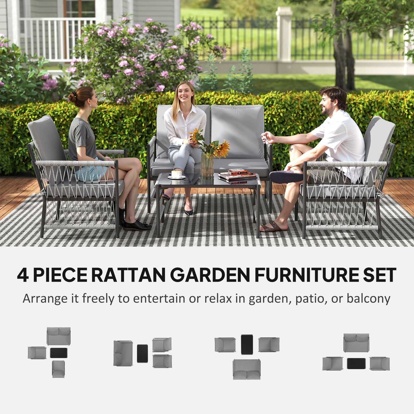 4 Piece Rattan Garden Furniture Set (1)