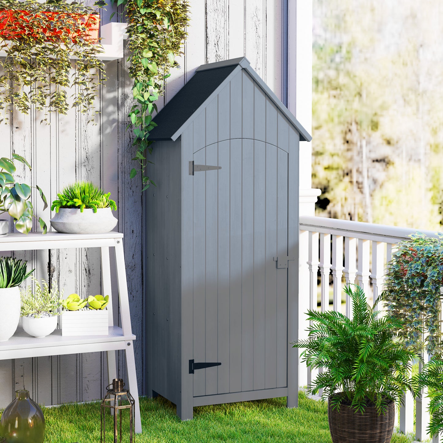 Wooden Garden Storage Shed with 3 Shelves