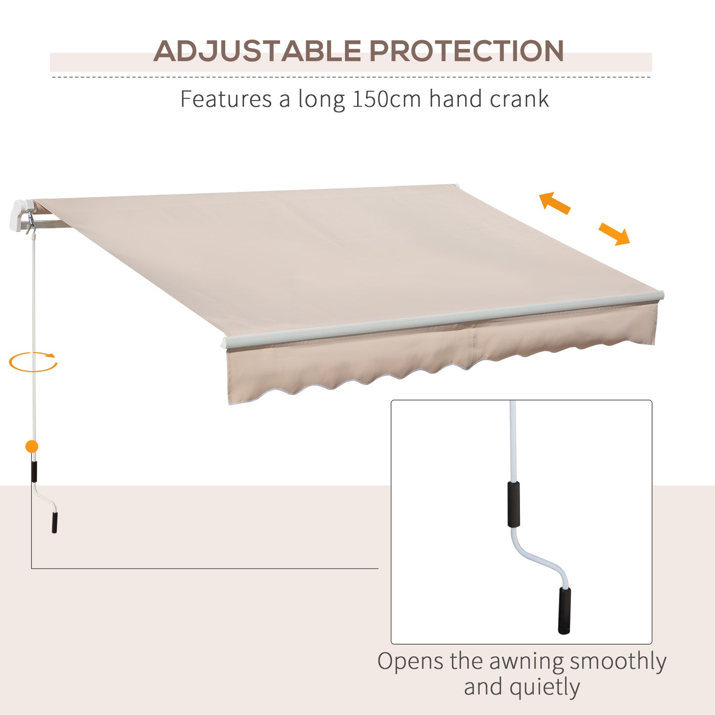 Awning Canopy Manual Retractable Porch Sun Shade Shelter 3 x 2m