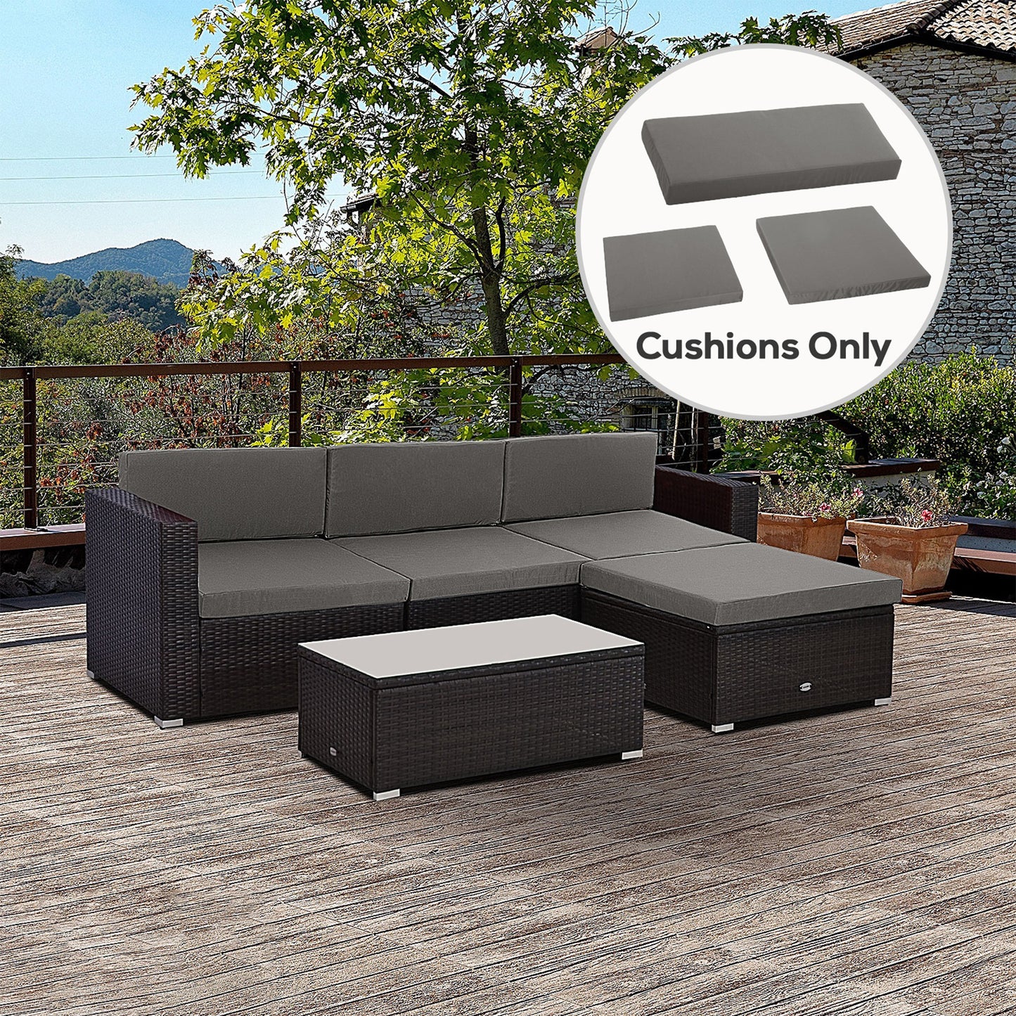 Outdoor Cushion Pad Set for Rattan Furniture