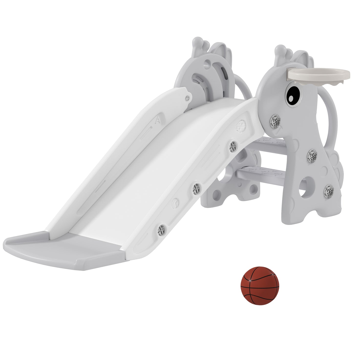 3 in 1 Kids Slide with Climber, Basketball Hoop and Ball