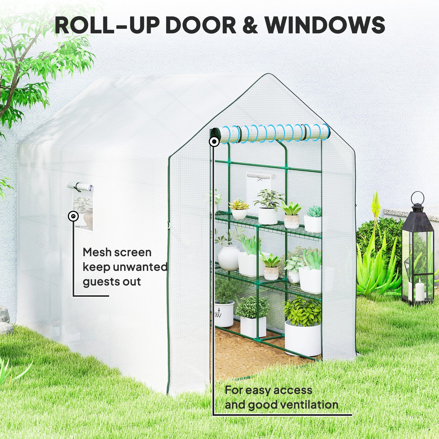 Walk-in Greenhouse with 3 Tier 12 Shelves