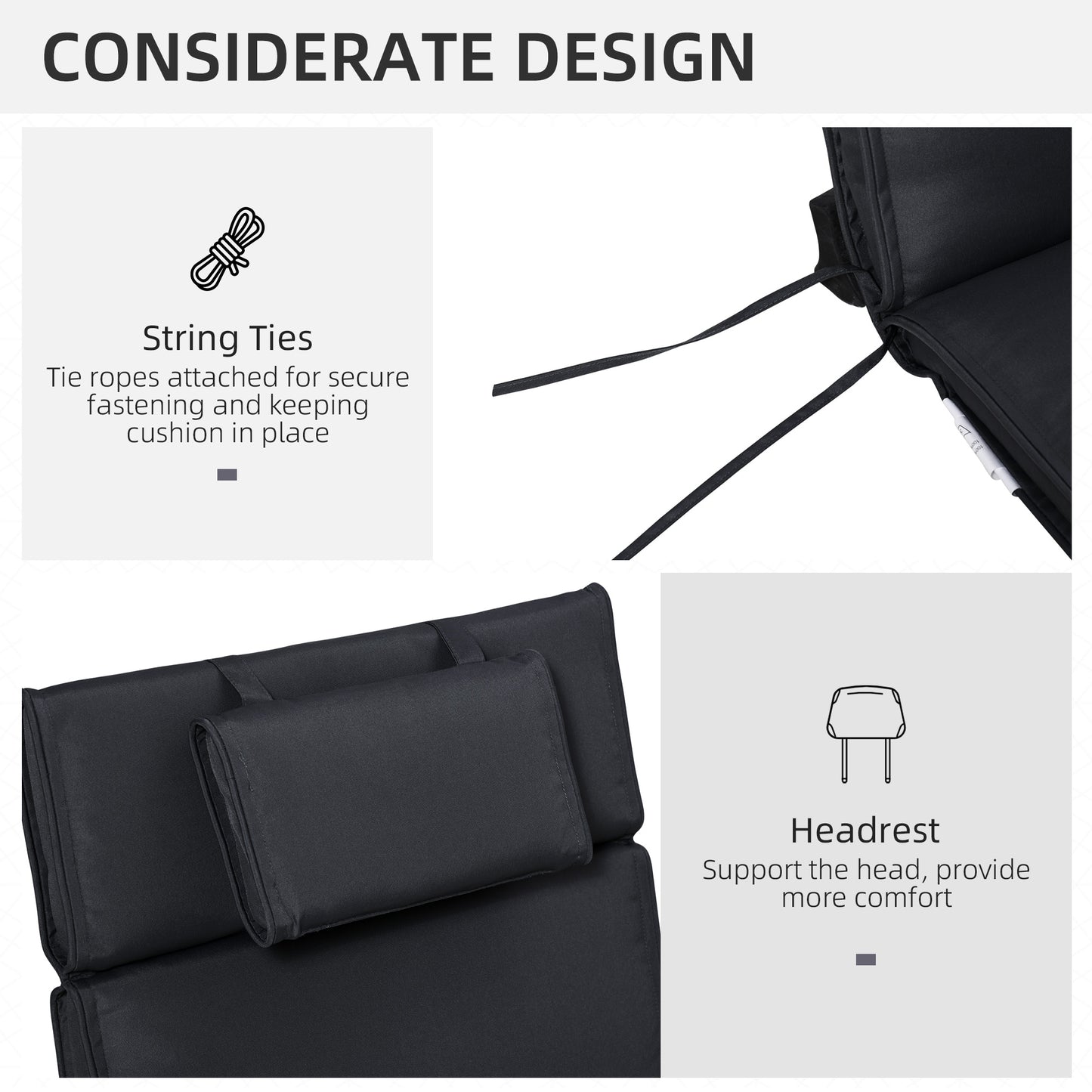 Garden Sun Lounger Cushion Replacement Soft Sunbed Reclining Chair