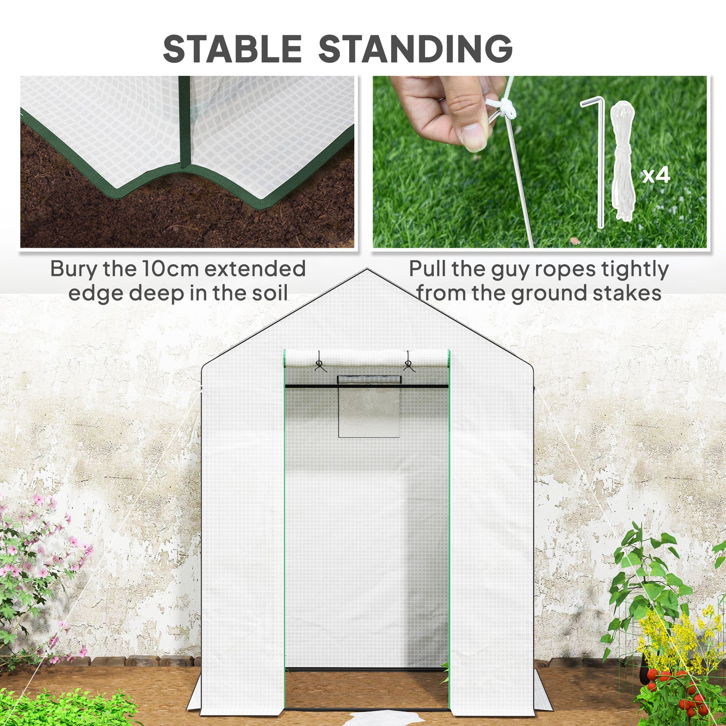 143 x 74cm Walk-In Greenhouse, with Shelves