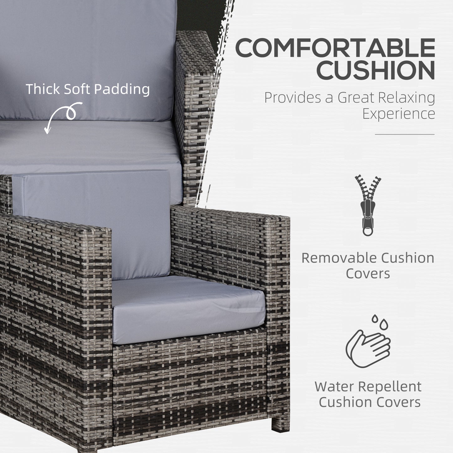 Rattan Garden Armchair 10cm Cushion Outdoor Single Chair