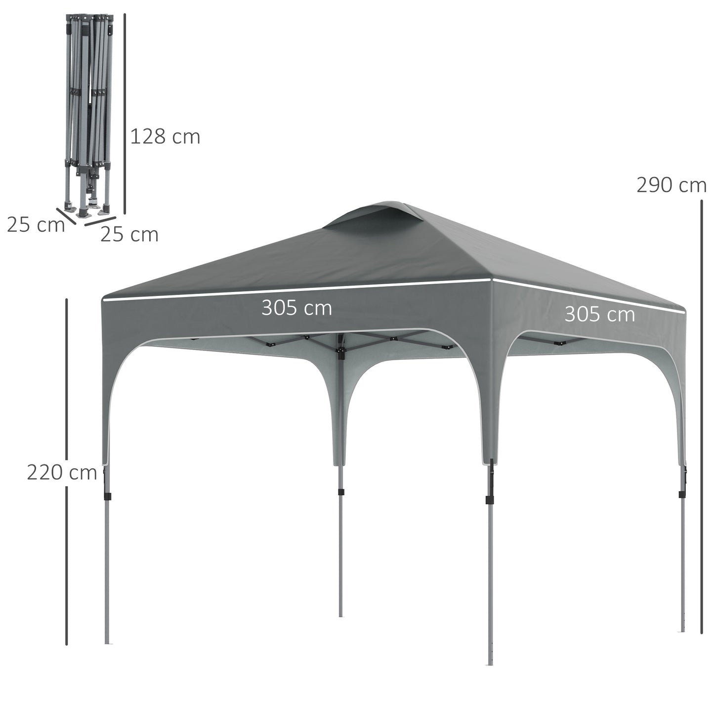 3 x 3(M) Pop Up Gazebo, UPF 50+ Foldable Canopy Tent