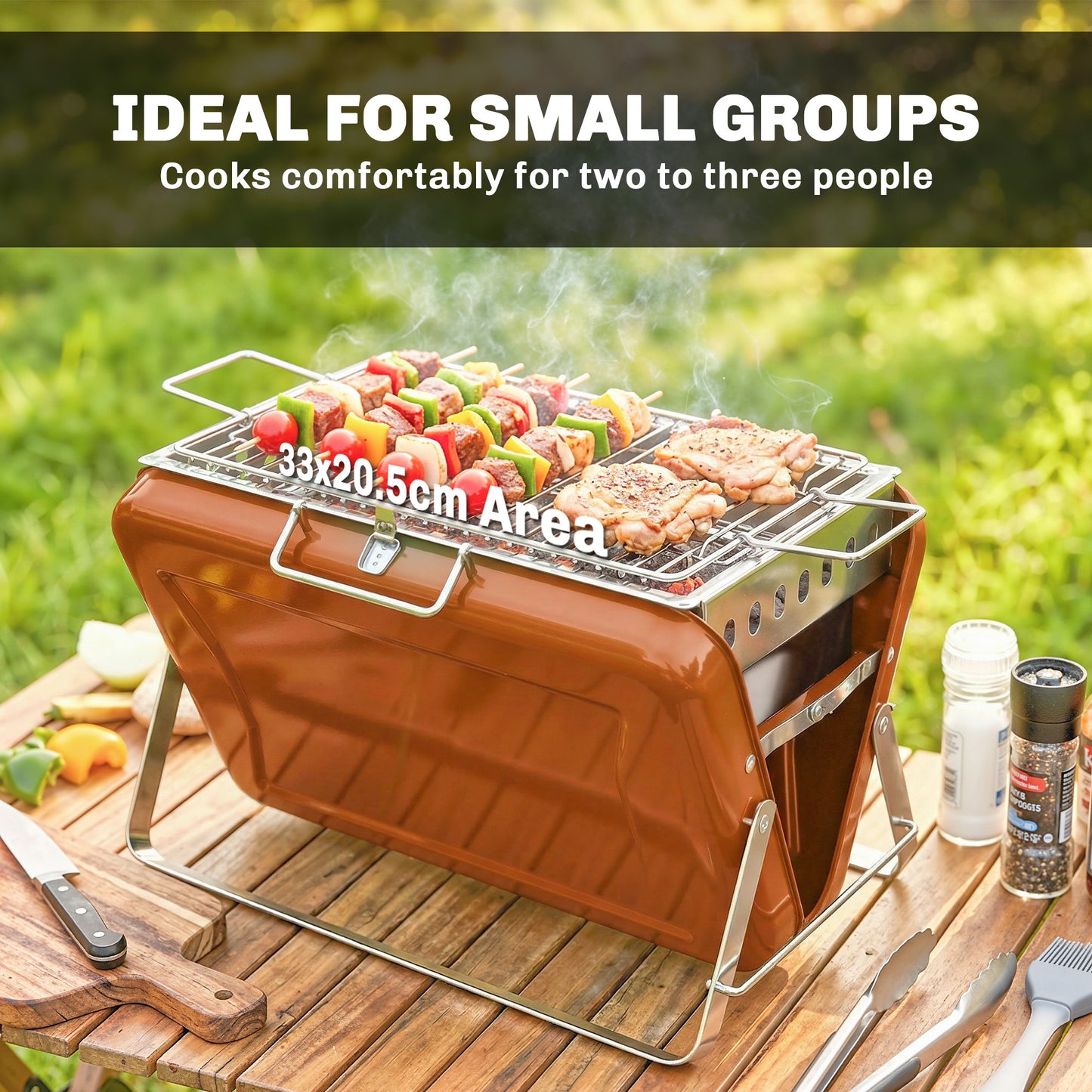 Charcoal BBQ Grill Portable Stainless Steel Barbecue