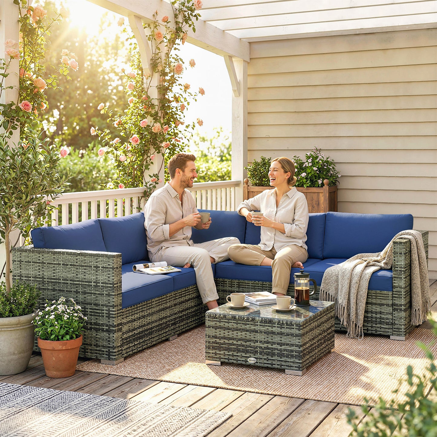 Four-Piece Rattan Sofa Set