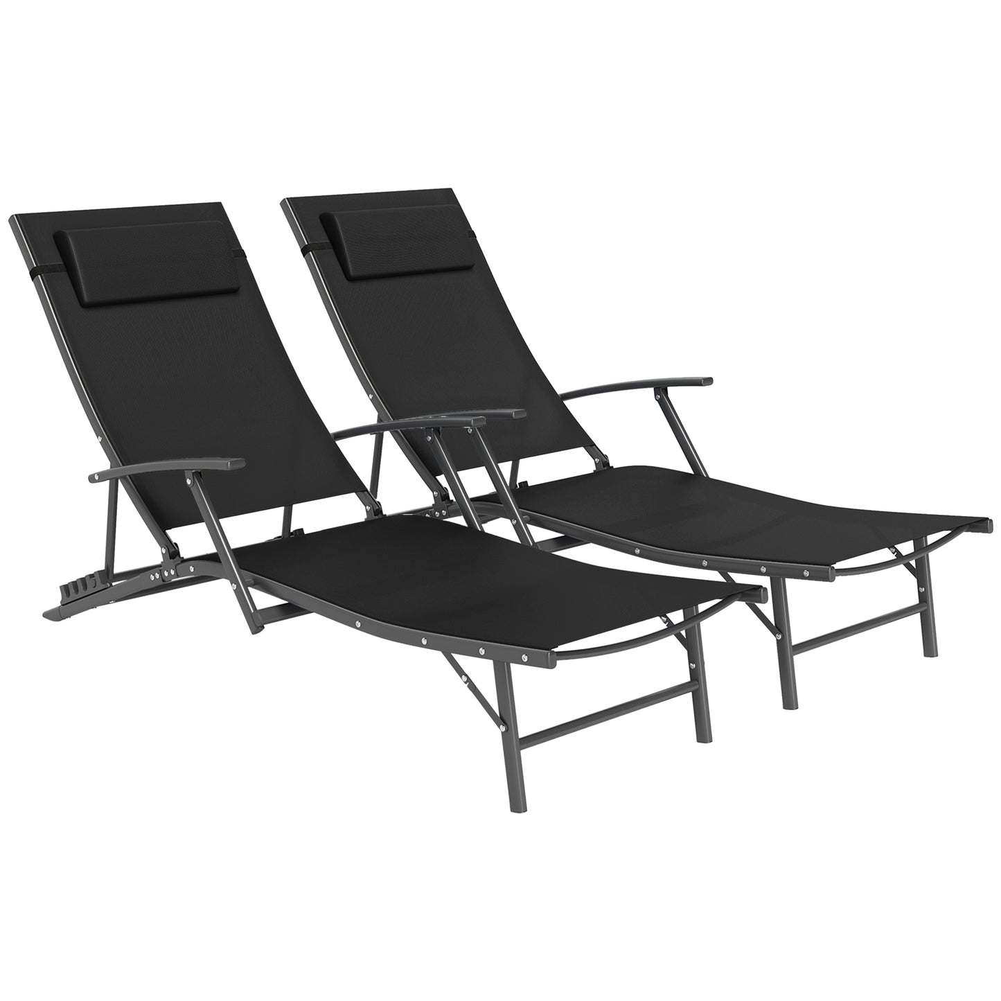 Set of Two Adjustable Back Sun Loungers