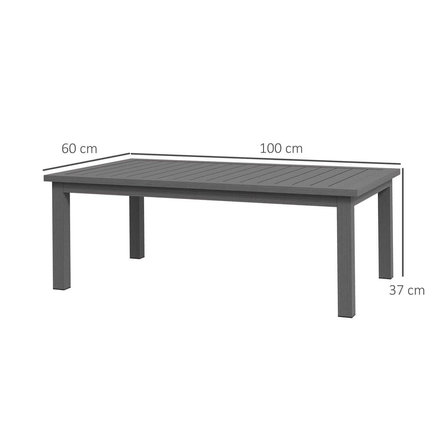 100cm x 60cm Aluminium Outdoor Coffee Table