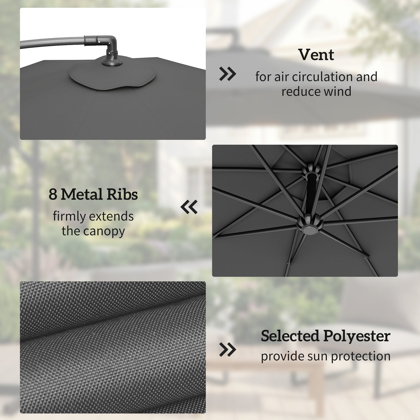 3m Overhanging Cantilever Parasol, with Cross Base (5)