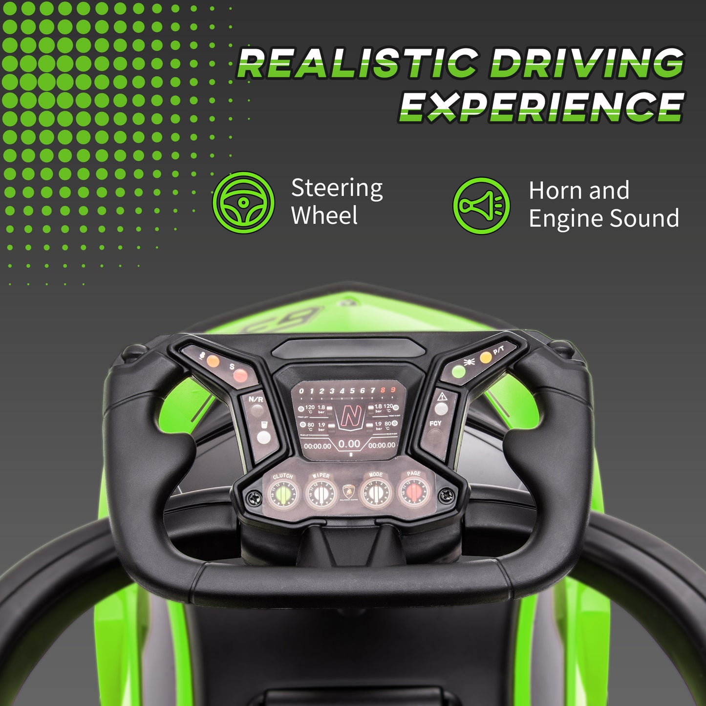 Kids 2-In-1 Lamborghini Ride-On and Stroller, with Horn