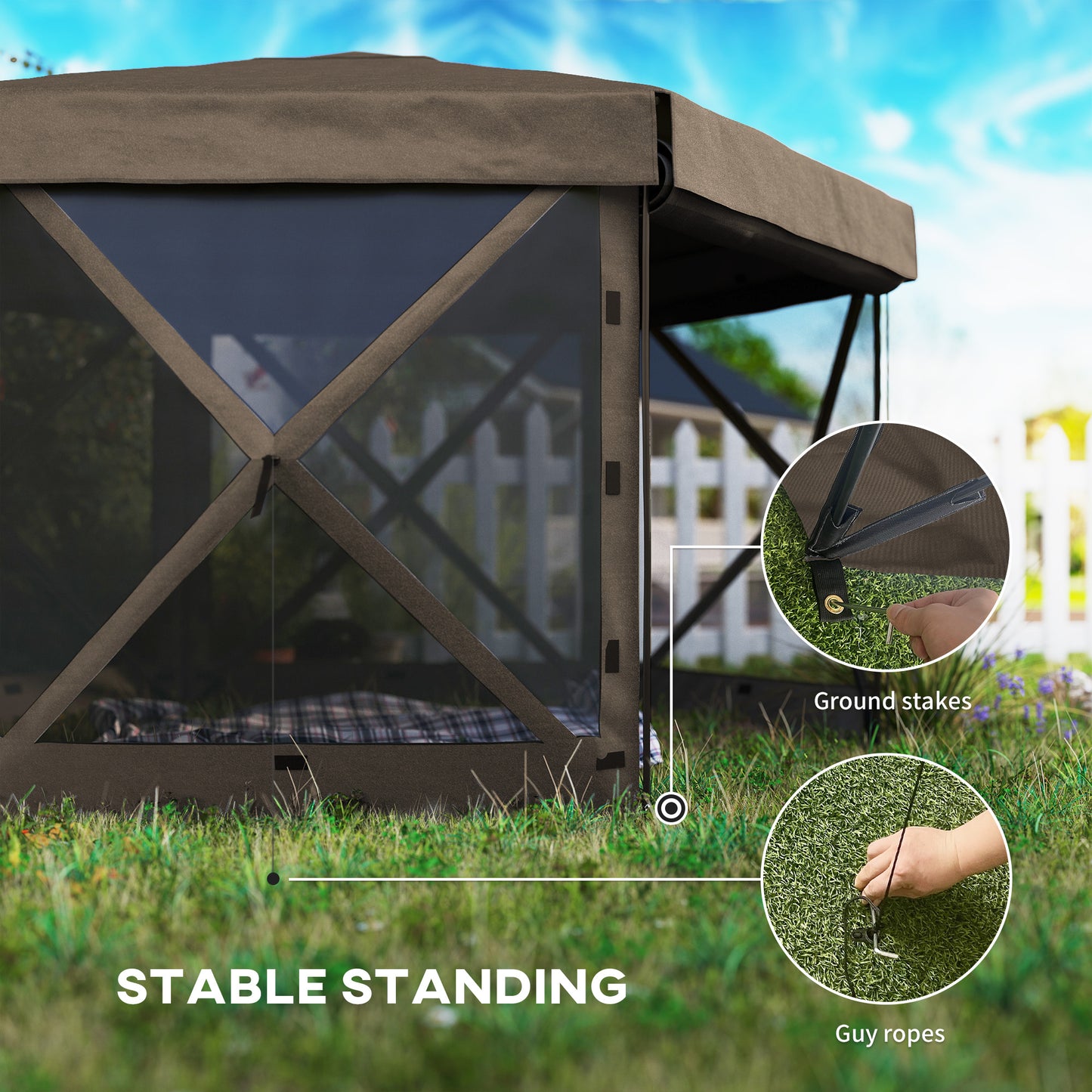 3 x 3(m) Hexagon Pop Up Gazebo with 5 Sides and Carry Bag