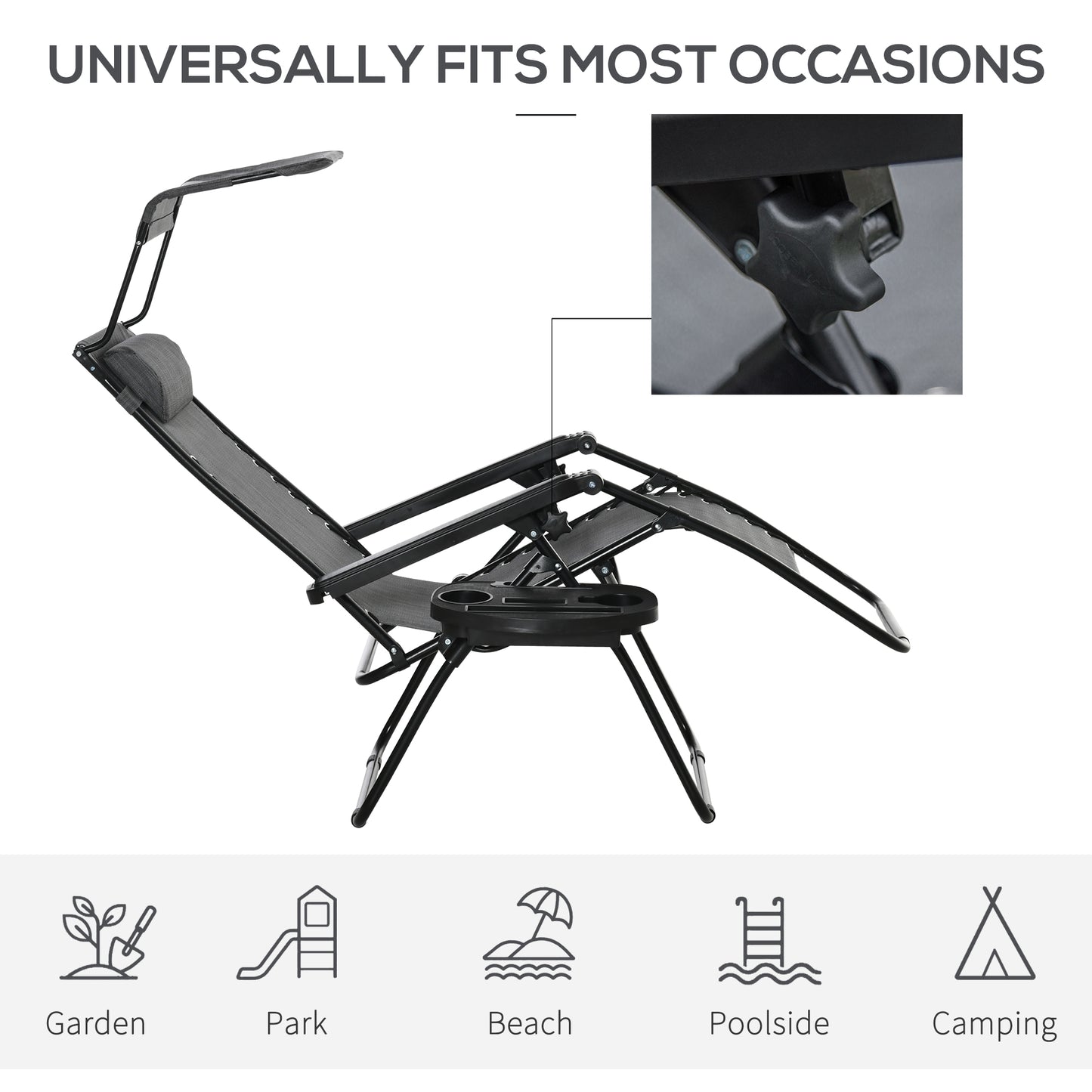 Foldable Reclining Garden Chair with Headrest