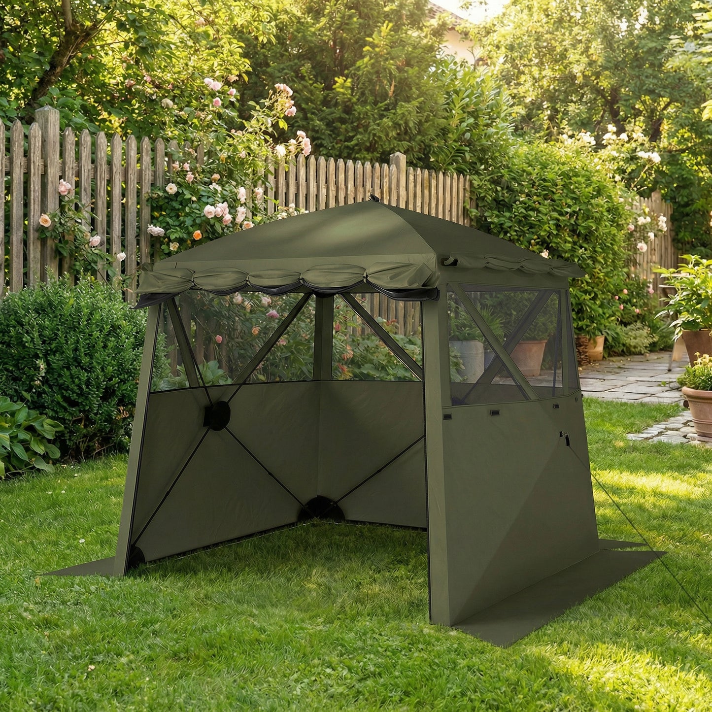 Pop Up Gazebo Waterproof Instant Shelter with Awning Mesh Windows