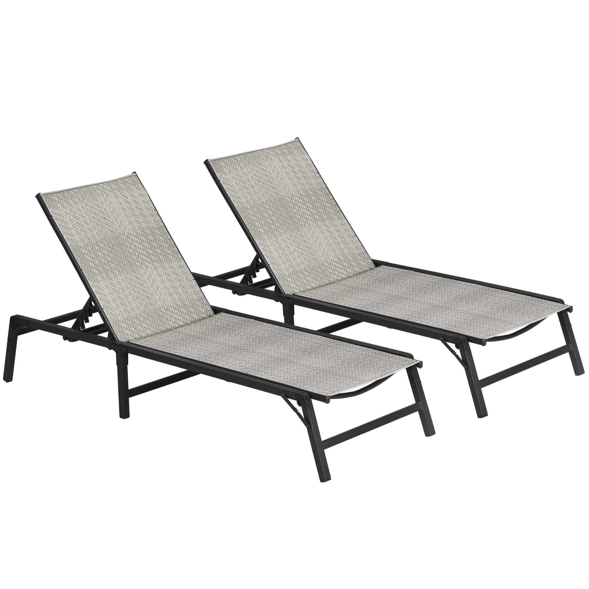 Foldable Outdoor PE Rattan Sun Lounger Set of 2