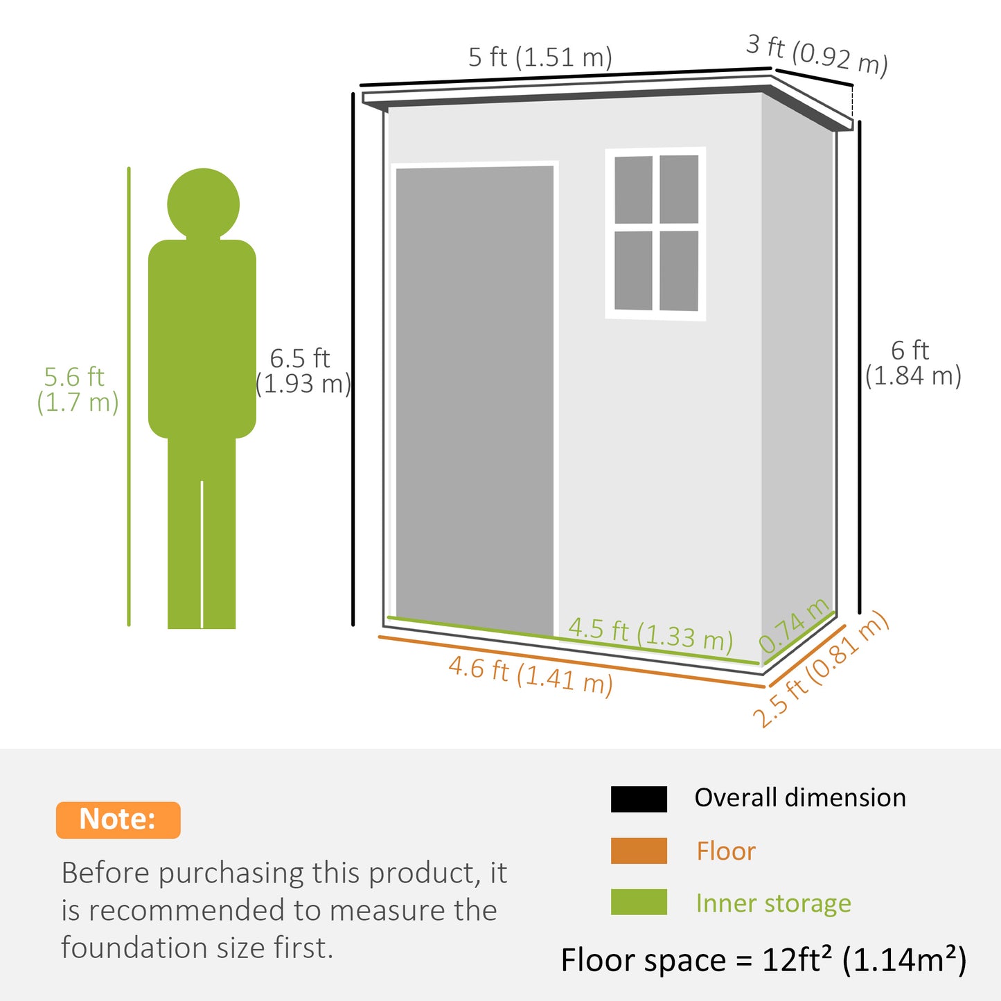 5' x 3' Garden Shed with Floor