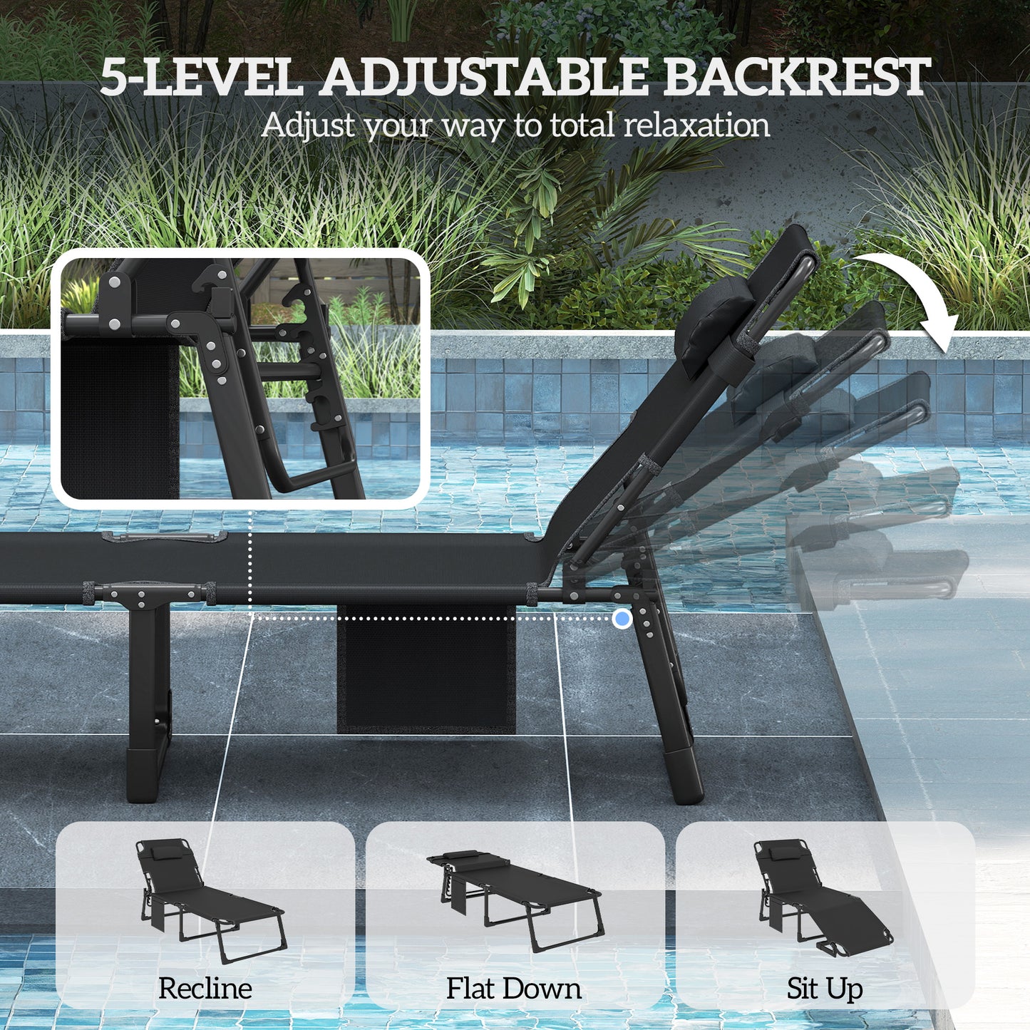 Folding Sun Lounger for Garden