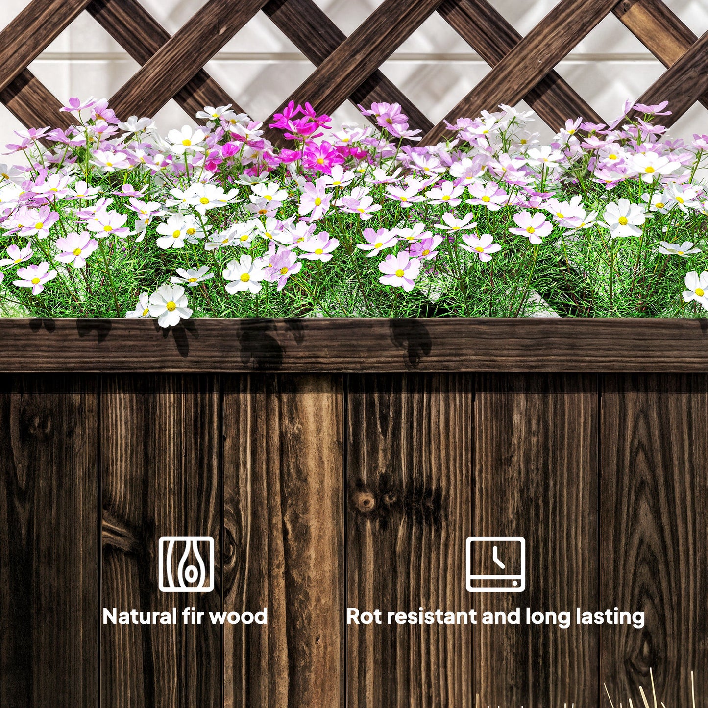 Garden Planter with Trellis, 45L Raised Bed for Climbing Plants