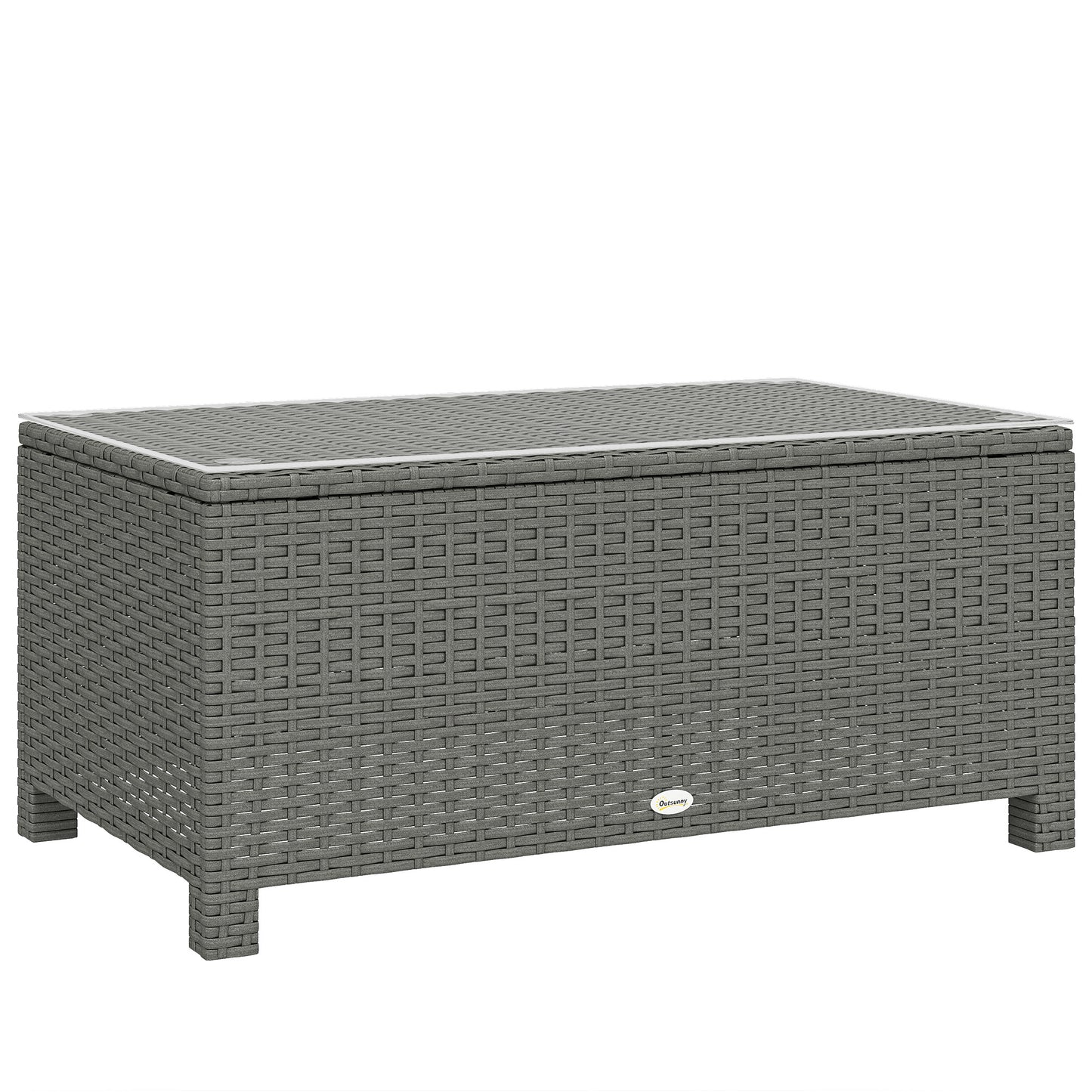Rattan Garden Coffee Table with Glass Top