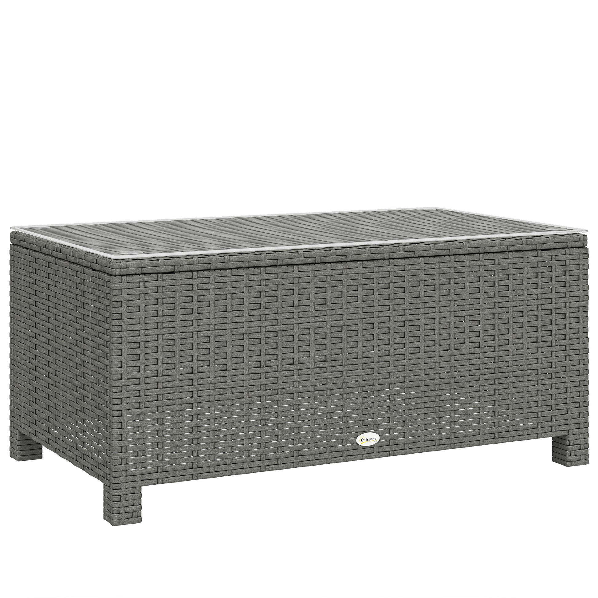 Rattan Garden Coffee Table with Glass Top