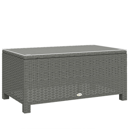 Rattan Garden Coffee Table with Glass Top