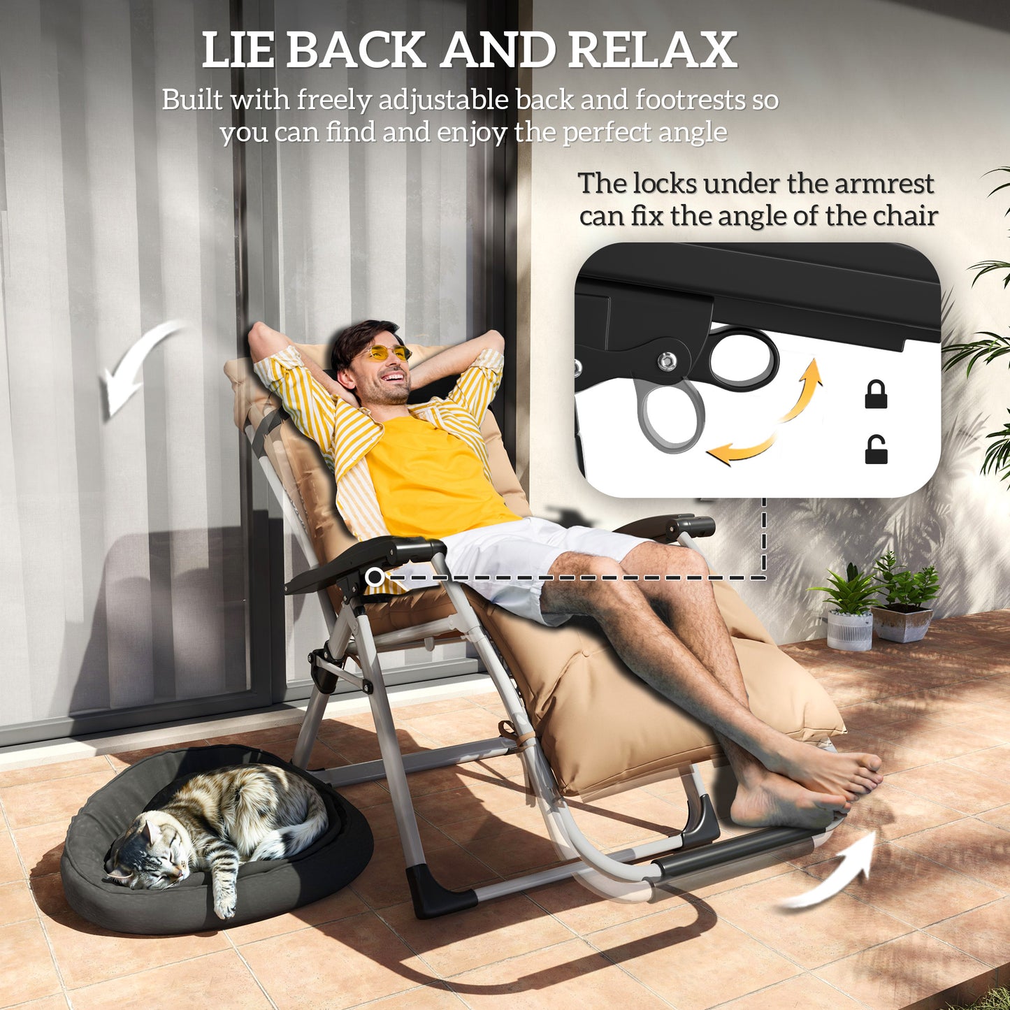 2 Piece Reclining Zero Gravity Sun Loungers with Cushions